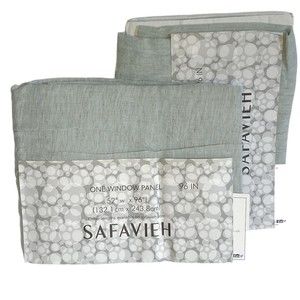 Set of 2 SAVIEH Sheer Light Teal 52" x 96" Poly/Linen Grommet Window Panels, NEW